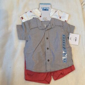 Carter's Striped Shirt and Red Shorts Set